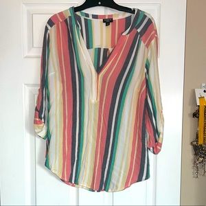 Torrid multicolored striped Harper blouse.